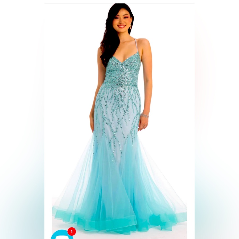 Aqua, Beaded, sweetheart, mermaid Gown Size 12
